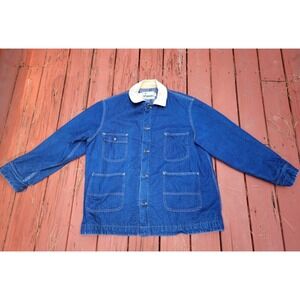 Vintage Sears Roebucks Denim Blanket Lined Chore Coat USA Made 2XL XXL 50-52